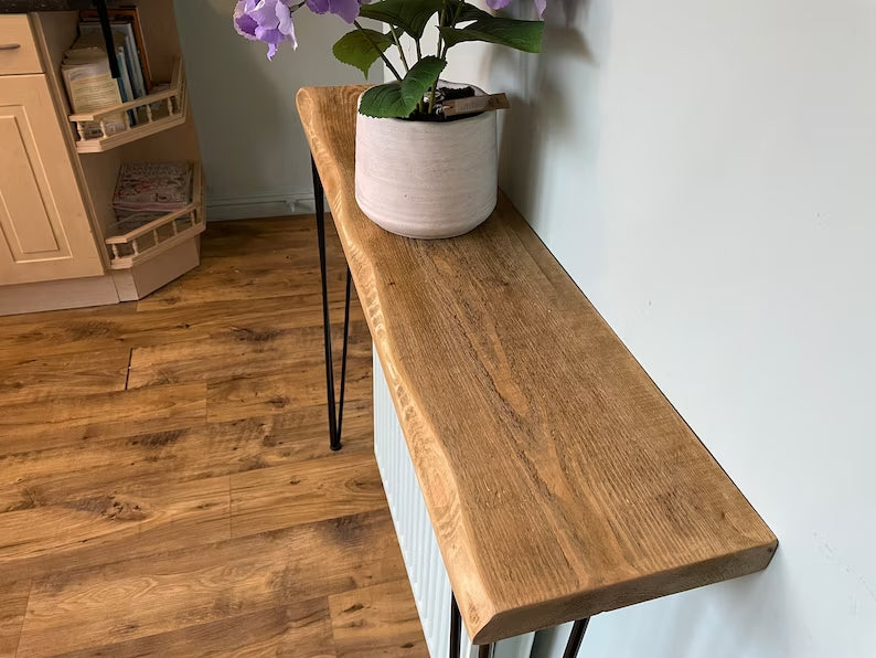 Rustic Hall Console Table with Hairpin Legs