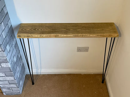 Rustic Hall Console Table with Hairpin Legs