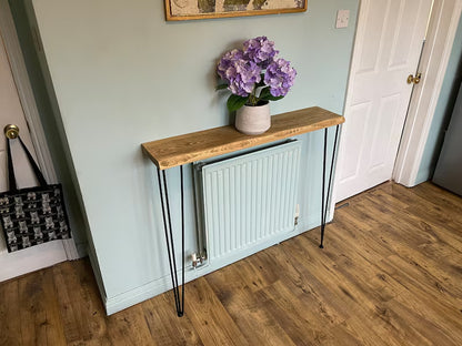 Rustic Hall Console Table with Hairpin Legs