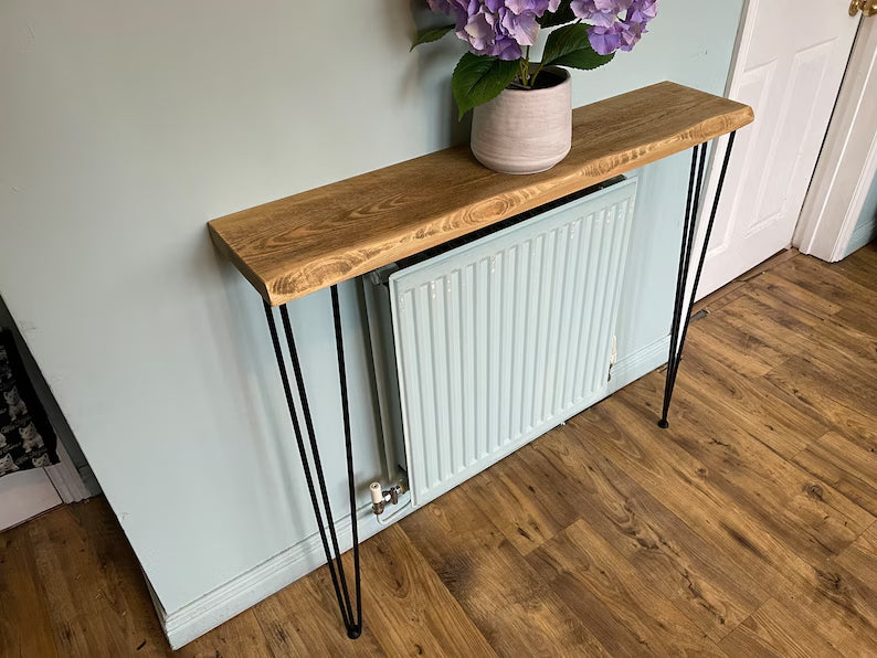 Rustic Hall Console Table with Hairpin Legs