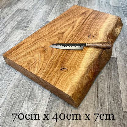 XL Thick Oak Live Edge Chopping Block with Rubber Feet