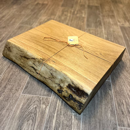 XL Thick Oak Live Edge Chopping Block with Rubber Feet