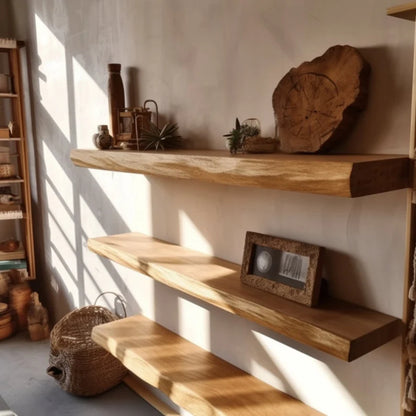 Handmade Live Edge Oak Floating Shelf