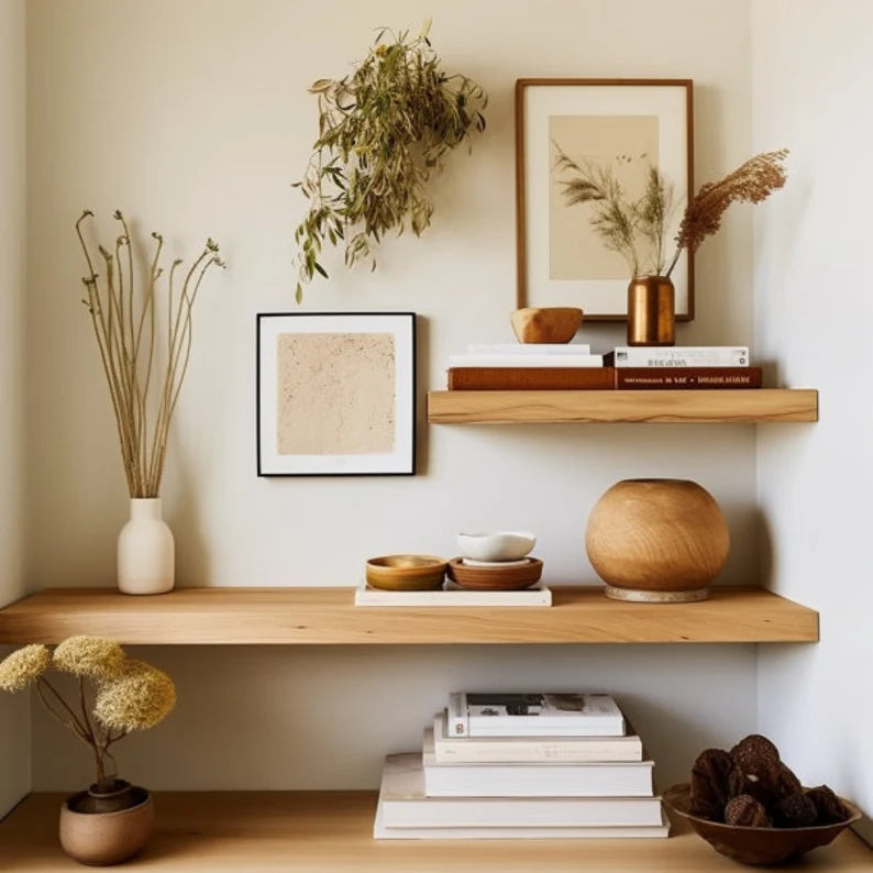 Handmade Live Edge Oak Floating Shelf